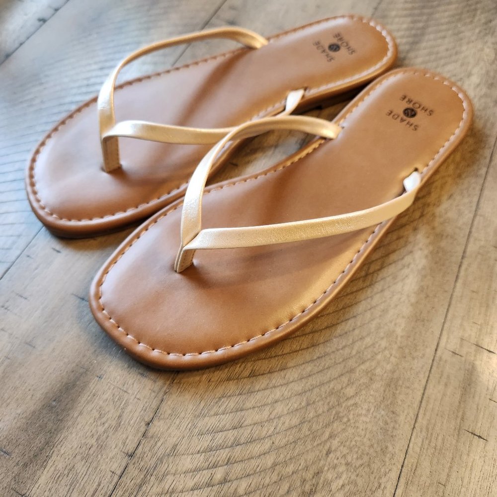 Shade and shore gold flip flops 6